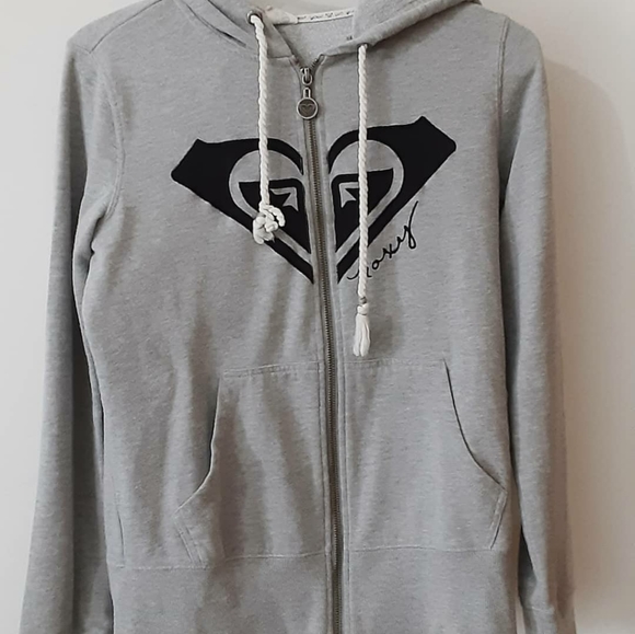 Roxy - Grey Zip Up Hoodie - Picture 1 of 8